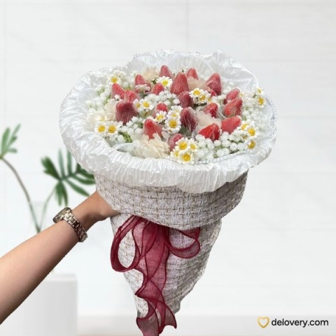 Strawberry Whimsy (with Artificial Flower)